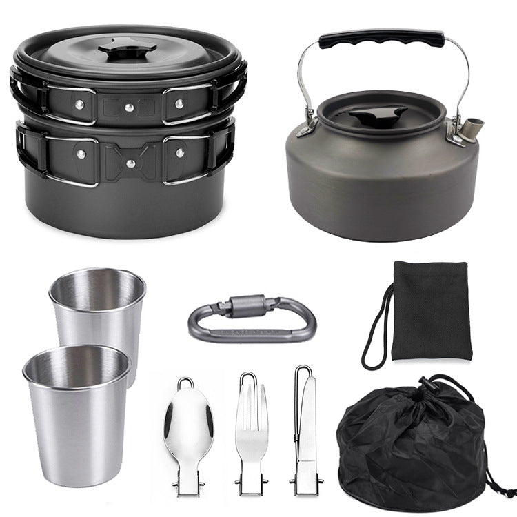 Feast in the Wild: Sleek & Lightweight Outdoor Portable Cookware Mess Kit - Your Culinary Companion